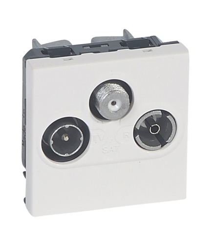 MOSAIC Gniazdo TV-RD-SAT końcowe 1,5 dB do instalacji typu gwiazda 2 modułowe Aluminium Legrand 079296