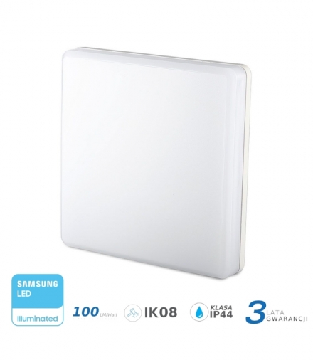 Plafon Natynkowy Kwadrat V-TAC 15W LED SAMSUNG CHIP IP44 100lm/W VT-8033 6400K 1500lm 3 Lata Gwarancji