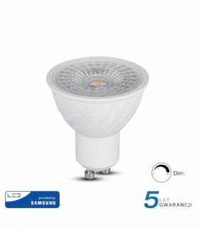 Żarówka LED GU10 6.5W, Chip SAMSUNG, Ciepła, Barwa:3000K, Kąt 110 stopni, Ściemniana, Trzonek:GU10 V-TAC 198