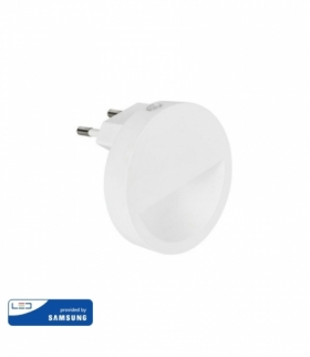 Lampka Nocna do Gniazdka LED V-TAC SAMSUNG CHIP Okrągła VT-86 3000K 10lm