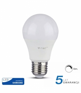 Żarówka LED E27 12W A60, Chip SAMSUNG, Ciepła, Barwa:3000K, Trzonek:E27, Ściemniana V-TAC 20044