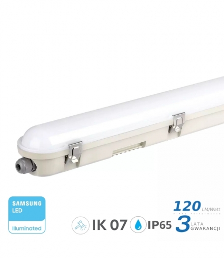 Oprawa Hermetyczna LED V-TAC SAMSUNG CHIP M-SERIES 48W 150cm 120LM/W ML SS Clip VT-150048 4000K 5760lm 3 Lata Gwarancji