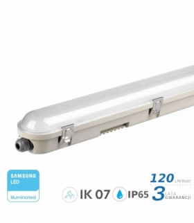 Oprawa Hermetyczna LED V-TAC SAMSUNG CHIP M-SERIES 36W 120cm 120LM/W CL SS Clip VT-120136 6400K 4320lm 3 Lata Gwarancji