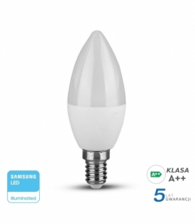 Żarówka LED E14 4.5W C35, Chip SAMSUNG, Ciepła, Barwa:3000K, Klasa: A++, Trzonek:E14 V-TAC 258