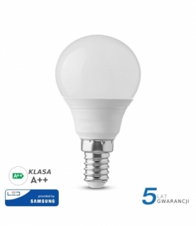 Żarówka LED E14 4.5W P45, Chip SAMSUNG, Ciepła, Barwa:3000K, Klasa: A++, Trzonek:E14 V-TAC 264