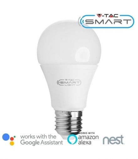 Żarówka LED E27 10W A60 Kompatybilna z Amazon Alexa i Google Home, Barwa: RGB+WW+CW, Trzonek:E27 V-TAC 2751