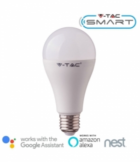Żarówka LED E27 15W A65 Kompatybilna z Amazon Alexa i Google Home, Barwa: RGB+WW+CW, Trzonek:E27 V-TAC 2753
