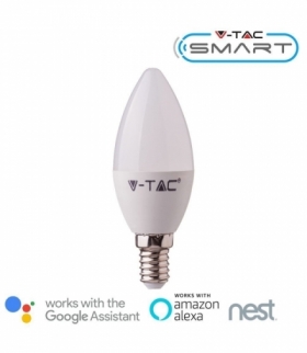 Żarówka LED E14 5W C35 Kompatybilna z Amazon Alexa i Google Home, Barwa: RGB+WW-CW, Trzonek:E14 V-TAC 2754