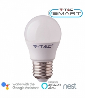 Żarówka LED E27 5W G45 Kompatybilna z Amazon Alexa i Google Home, Barwa: RGB+WW-CW, Trzonek:E27 V-TAC 2755