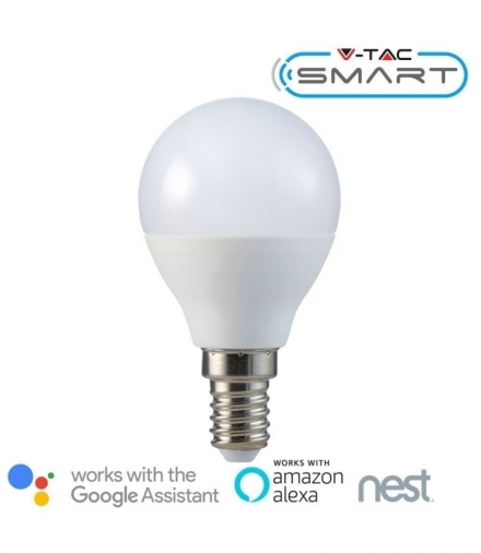 Żarówka LED E14 5W P45 Kompatybilna z Amazon Alexa i Google Home, Barwa: RGB+WW-CW, Trzonek:E14 V-TAC 2756