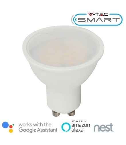 Żarówka LED GU10 5W Kompatybilna z Amazon Alexa i Google Home, Barwa: RGB+WW-CW, Trzonek:GU10 V-TAC 2757