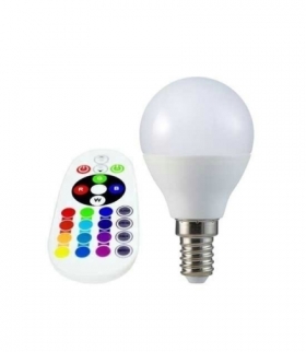 Żarówka LED E14 3.5W P45 sterowana pilotem, Barwa:RGB+3000K, Ściemniana, Trzonek:E14 V-TAC 2775