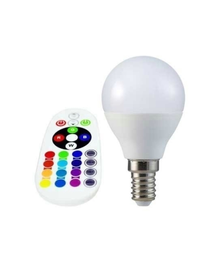 Żarówka LED E14 3.5W P45 sterowana pilotem, Barwa:RGB+6400K, Ściemniana, Trzonek:E14 V-TAC 2777