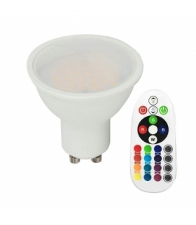 Żarówka LED GU10 3.5W sterowana pilotem, Barwa:RGB+4000K, Ściemniana, Kąt 110 stopni, Trzonek:GU10 V-TAC 2779