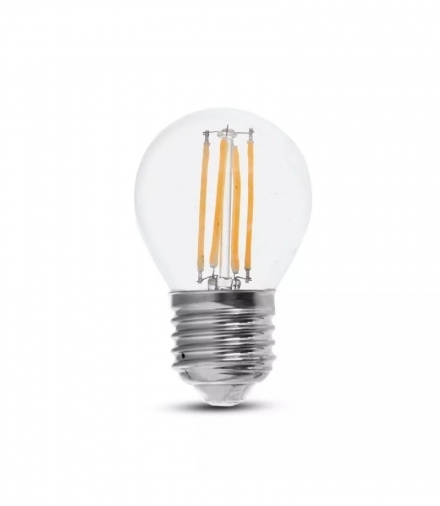 Żarówka LED V-TAC 6W Filament E27 Kulka G45 Przeźroczysta VT-2366 2700K 600lm