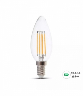 Żarówka LED V-TAC 6W Filament E14 Świeczka Przeźroczysta VT-2327 4000K 800lm
