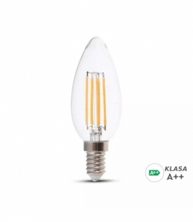 Żarówka LED V-TAC 6W Filament E14 Świeczka Przeźroczysta VT-2327 6400K 800lm