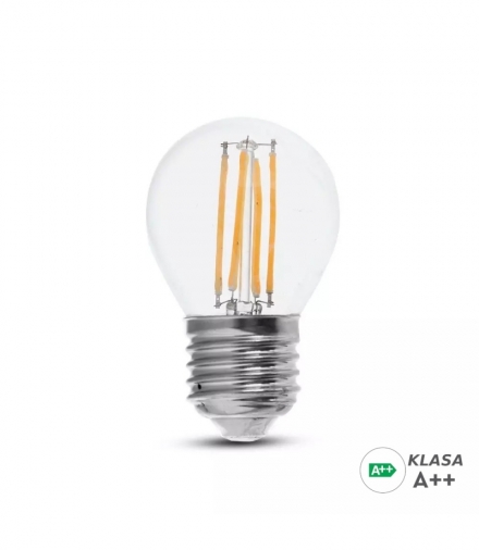 Żarówka LED V-TAC 6W Filament E27 Kulka G45 Przeźroczysta VT-2386 3000K 800lm