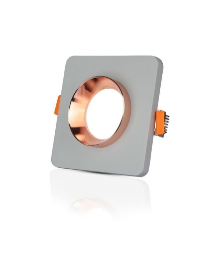 Oprawa Oczko V-TAC GIPS BETON GU10 Kwadrat Wpuszczany Szary/Różowe Złoto VT-862 5 Lat Gwarancji