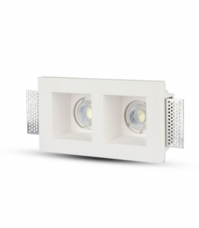 Oprawa Oczko V-TAC GIPS 2xGU10 Wpuszczana 2xKwadrat 215x120 Biały VT-762