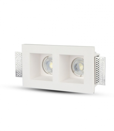Oprawa Oczko V-TAC GIPS 2xGU10 Wpuszczana 2xKwadrat 215x120 Biały VT-762