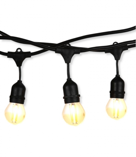 Girlanda Ogrodowa V-TAC Czarna 15 metrów 15 oprawek E27 Guma+Gniazdo IP54 VT-713