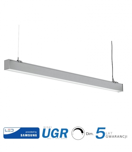 Oprawa V-TAC LED Linear SAMSUNG CHIP 40W Natynk/Zwieszana Do łączenia Srebrna 0-10V 120cm VT-7-43 4000K 3400lm 5 Lat Gwarancji