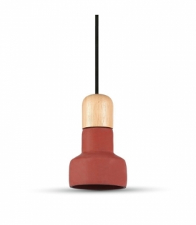 Oprawa Wisząca V-TAC Beton+Drewno Czerwony fi125mm VT-7125 5 Lat Gwarancji