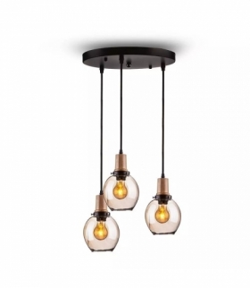 Oprawa Wisząca V-TAC Potrójna E27 Szkło Klosz Bursztynowy VT-7307 5 Lat Gwarancji