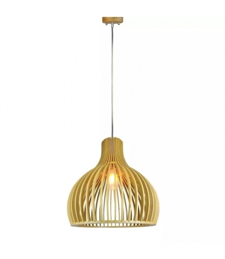 Oprawa Zwieszana V-TAC E27 Drewniana Stożek fi450 VT-4453 5 Lat Gwarancji