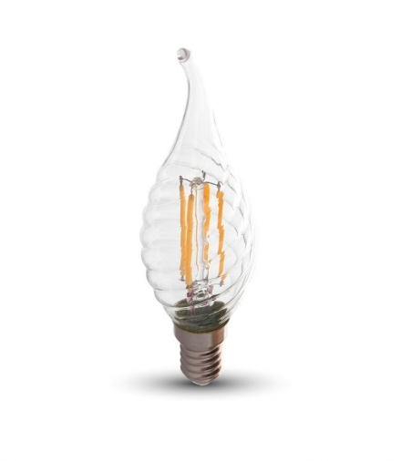 Żarówka LED E14 4W TWIST CF37 Filament, Ciepła, Barwa:2700K, Trzonek:E14 V-TAC 4308