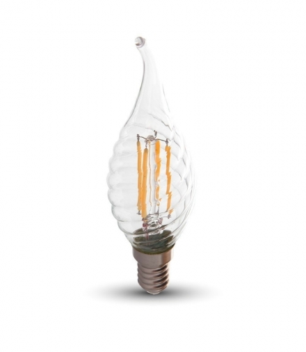 Żarówka LED E14 4W TWIST CF37 Filament, Ciepła, Barwa:2700K, Ściemniana, Trzonek:E14 V-TAC 4388