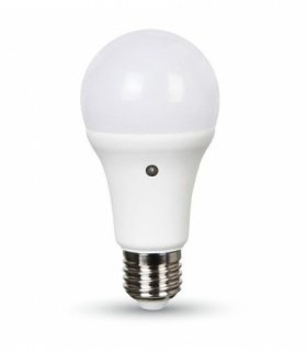 Żarówka LED E27 9W A60 z czujnikiem zmierzchu, Ciepła, Barwa:2700K, Trzonek:E27 V-TAC 4459
