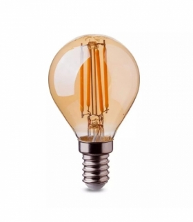 Żarówka LED E14 4W P45 Filament, Klosz Bursztynowy, Super Ciepła (barwa zachód słońca), Barwa:2200K, Trzonek:E14 V-TAC 4499