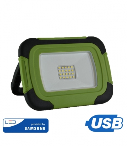 Projektor LED V-TAC 10W Ładowalny USB SAMSUNG CHIP Funkcja SOS 3,7V Li-Ion IP44 VT-11-R 6400K 700lm