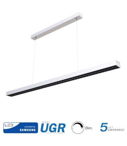 Oprawa V-TAC LED Linear SAMSUNG CHIP 60W Zwieszana Ściemnialna UGR6 Biała VT-7-61 4000K 6600lm 5 Lat Gwarancji