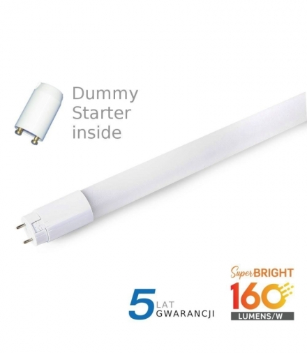 Tuba Świetlówka LED T8 V-TAC 7W 60cm Nano Plastic 160lm/W VT-1607 3000K 1120lm 5 Lat Gwarancji