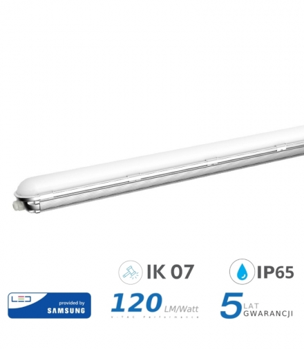 Oprawa Hermetyczna LED V-TAC SAMSUNG CHIP 60W 120cm 120lm/W VT-160 6400K 7200lm 5 Lat Gwarancji