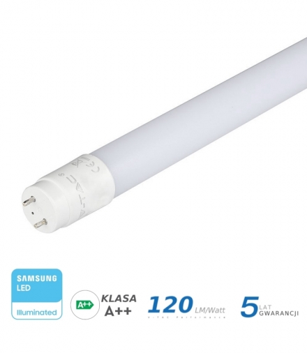 Tuba Świetlówka LED T8 V-TAC SAMSUNG CHIP 120cm 18W G13 VT-122 3000K 2250lm 5 Lat Gwarancji