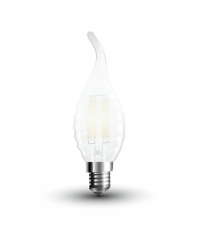 Żarówka LED E14 4W Filament, Klosz: Mleczny kręcony płomyk, Zimna, Barwa:6400K, Trzonek:E14 V-TAC 7112