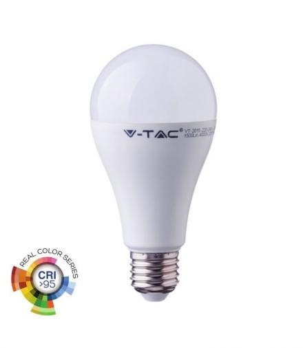 Żarówka LED E27 17W A65, Ciepła, Barwa:2700K, CRI95+, Trzonek:E27 V-TAC 7485