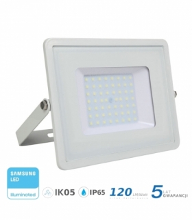 Projektor LED V-TAC 50W SAMSUNG CHIP SLIM Biały 120lm/W VT-56 6400K 6000lm 5 Lat Gwarancji