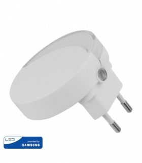 Lampka Nocna do Gniazdka LED V-TAC SAMSUNG CHIP Okrągła VT-82 4000K 10lm