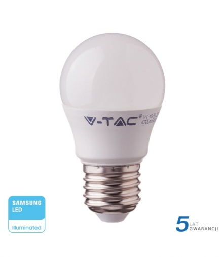 Żarówka LED E27 7W G45, Chip SAMSUNG, Ciepła, Barwa:3000K, Trzonek:E27 V-TAC 866