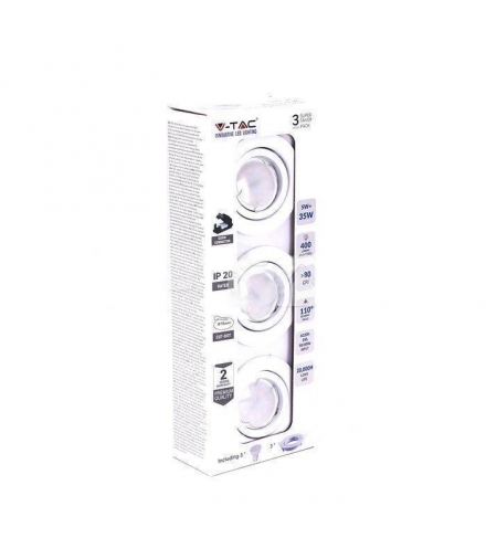 Zestaw Oczek 3x5W GU10 Białe 3x VT-3333 4000K 400lm