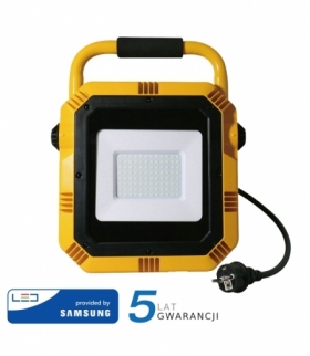 Projektor Przenośny LED V-TAC 50W SAMSUNG CHIP IP65 3mb VT-51 6400K 4000lm 5 Lat Gwarancji