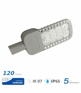 Oprawa Uliczna LED V-TAC SAMSUNG CHIP 30W Soczewki 110st 120lm/W VT-34ST 6400K 3600lm 5 Lat Gwarancji