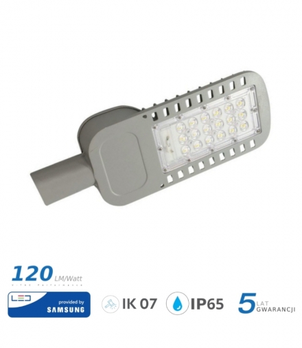 Oprawa Uliczna LED V-TAC SAMSUNG CHIP 30W Soczewki 110st 120lm/W VT-34ST 6400K 3600lm 5 Lat Gwarancji