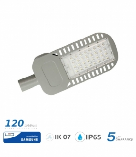 Oprawa Uliczna LED V-TAC SAMSUNG CHIP 50W Soczewki 110st 120lm/W VT-54ST 6400K 6000lm 5 Lat Gwarancji