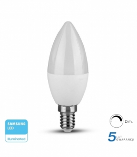 Żarówka LED E14 5.5W C35, Chip SAMSUNG, Zimna, Barwa:6400K, Trzonek:E14, Ściemniana V-TAC 20187